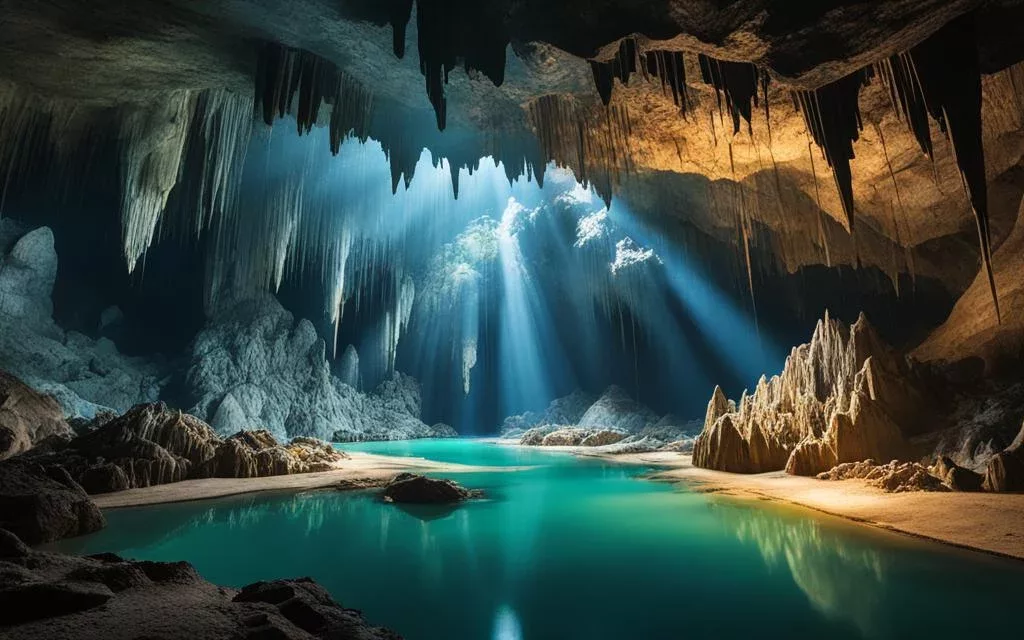 underground river in Hang Sơn Đoòng underground river in Hang Sơn Đoòng